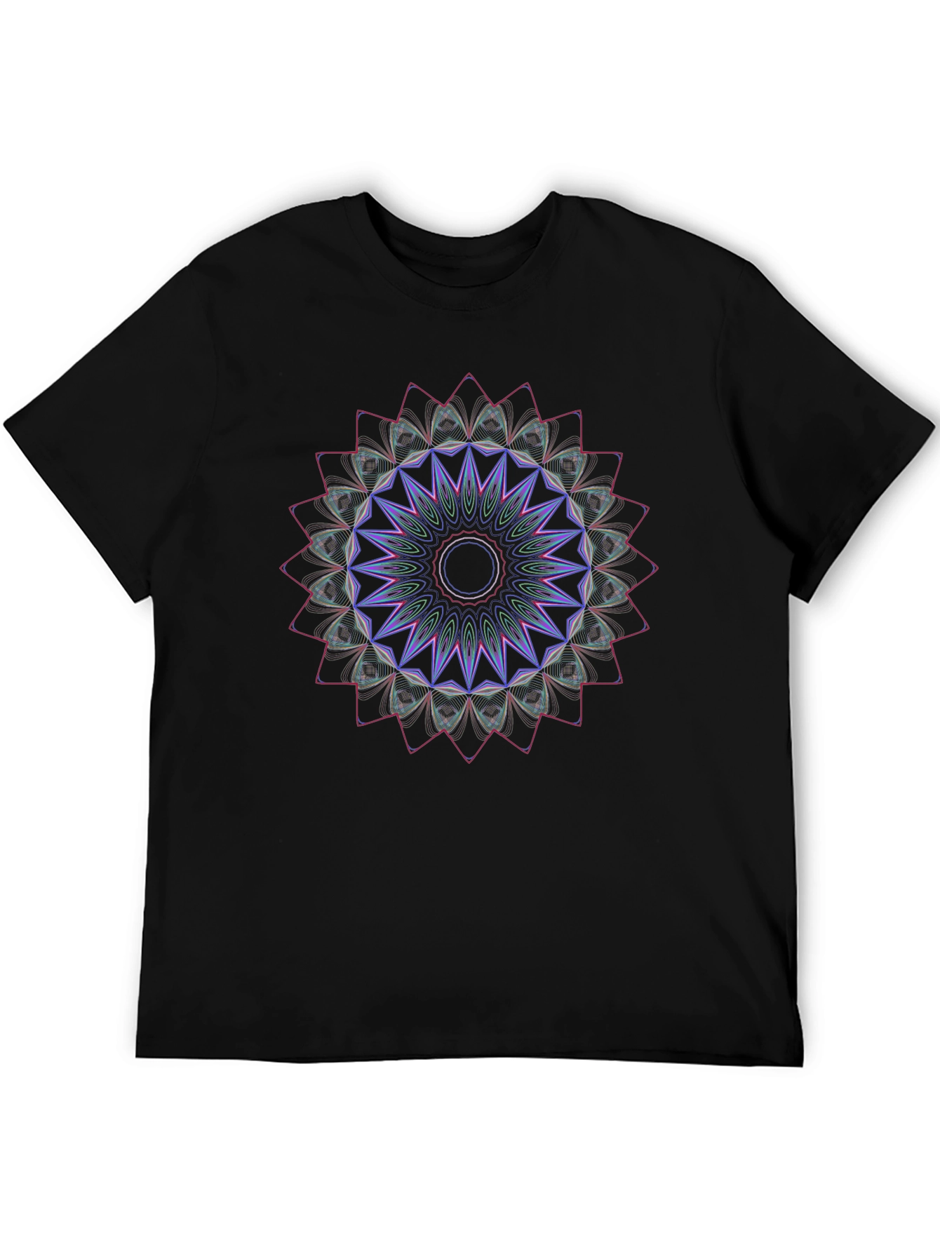 Geometric Mandala Graphic T-Shirt - Black