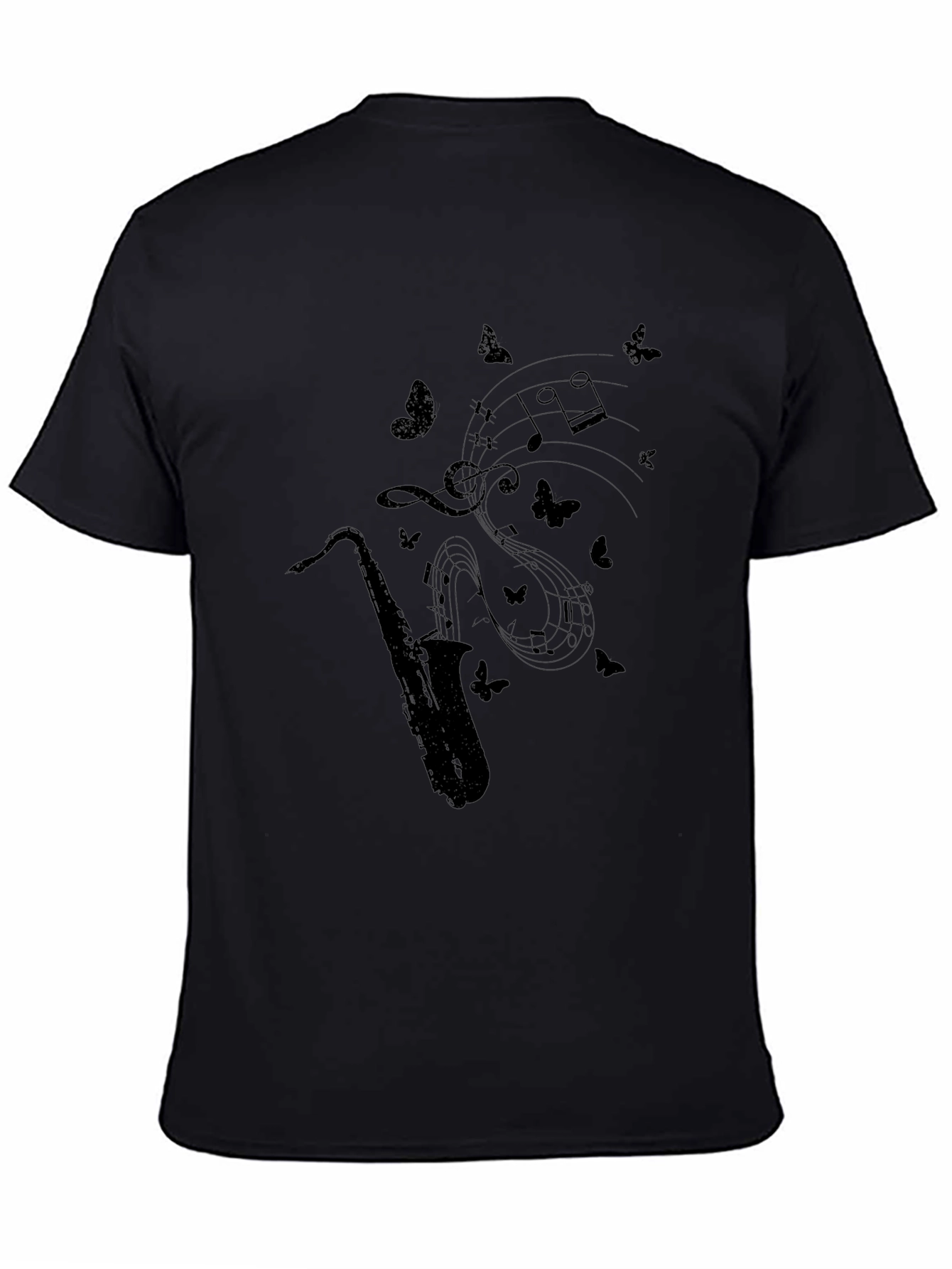 Saxophone & Music Notes Graphic T-Shirt