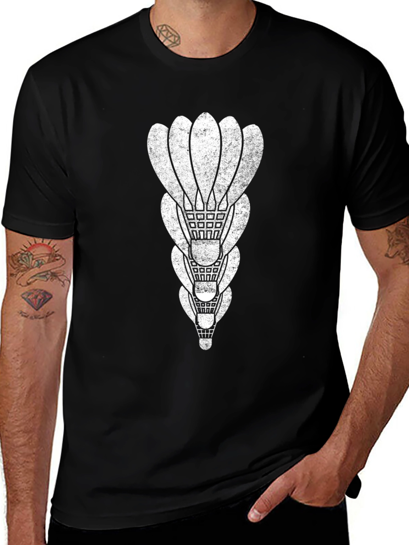 Shuttlecock Stacking Black T-Shirt