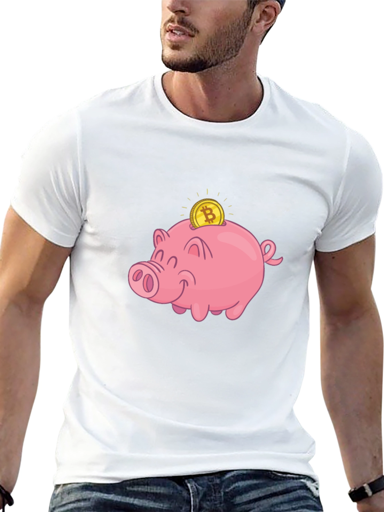 Bitcoin Piggy Bank Black T-Shirt