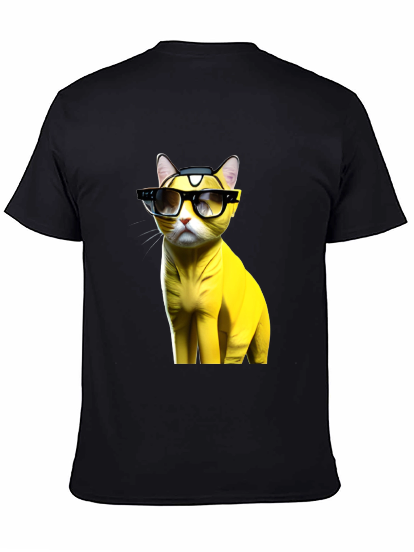 Cool Cat T-Shirt - Stylish Yellow Cat with Glasses