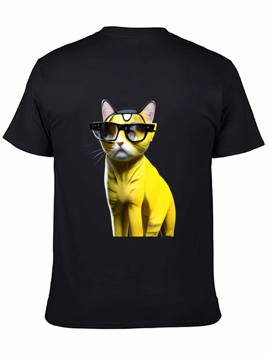 Cool Cat T-Shirt - Stylish Yellow Cat with Glasses