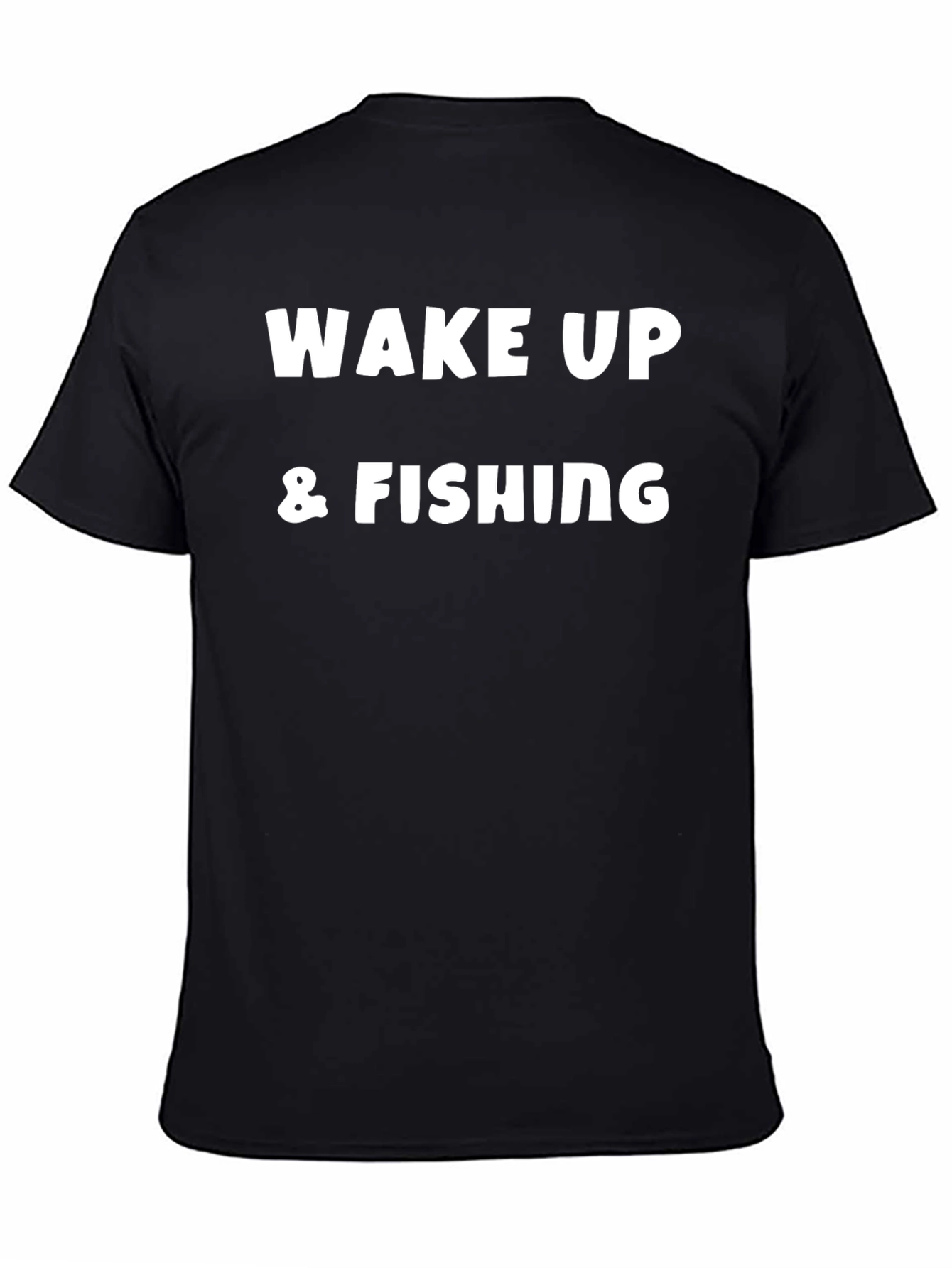Wake Up & Fishing Graphic Tee - Black Cotton