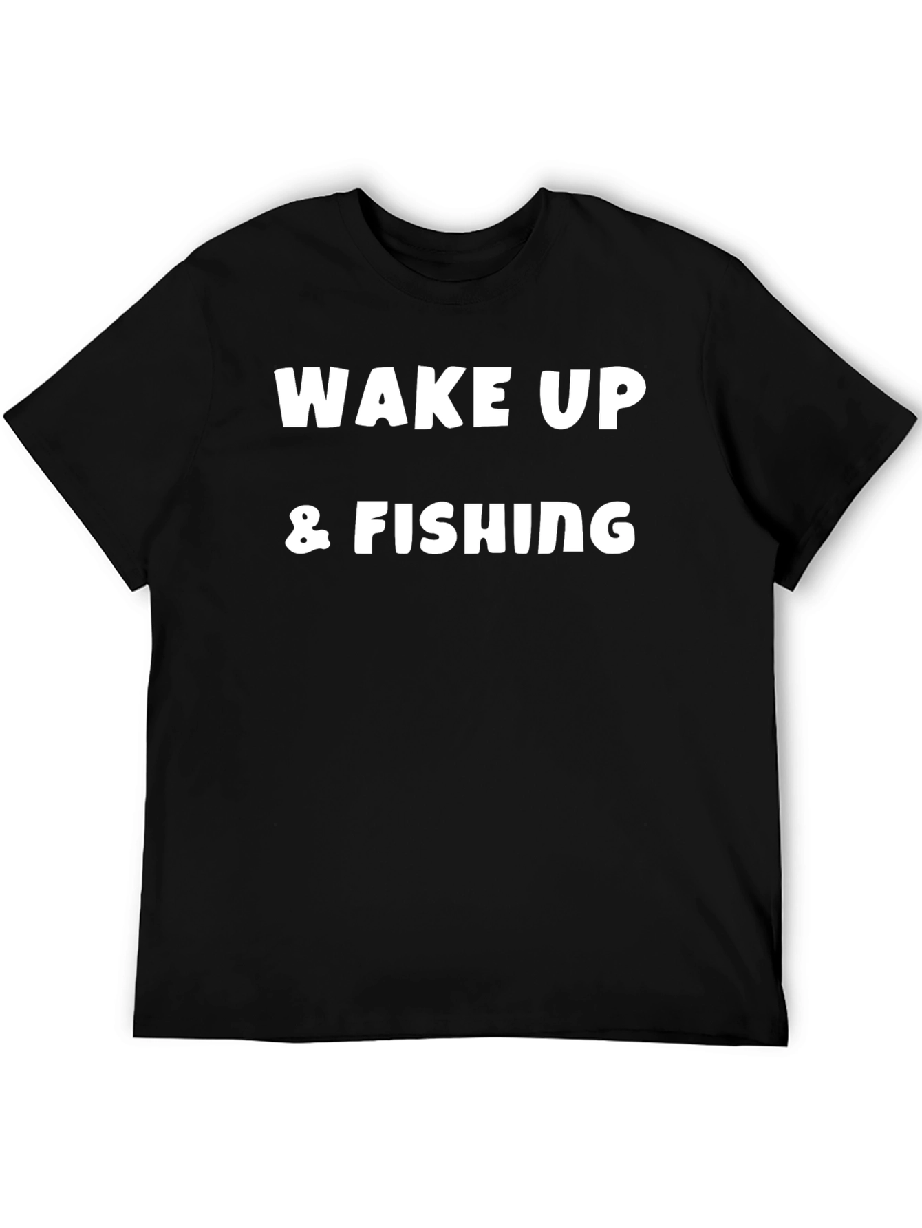 Wake Up & Fishing Graphic Tee - Black Cotton