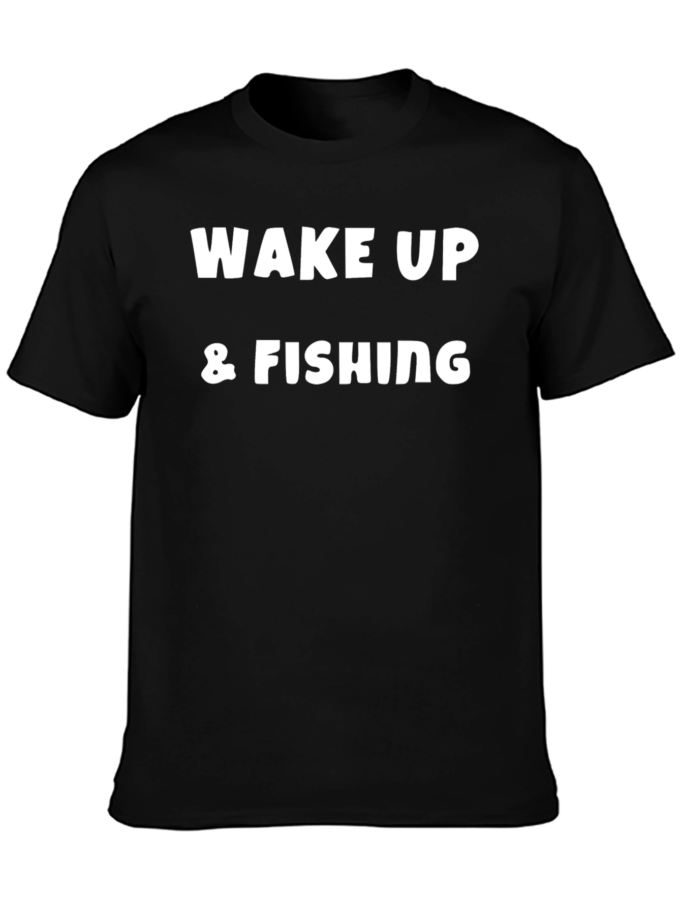 Wake Up & Fishing Graphic Tee - Black Cotton
