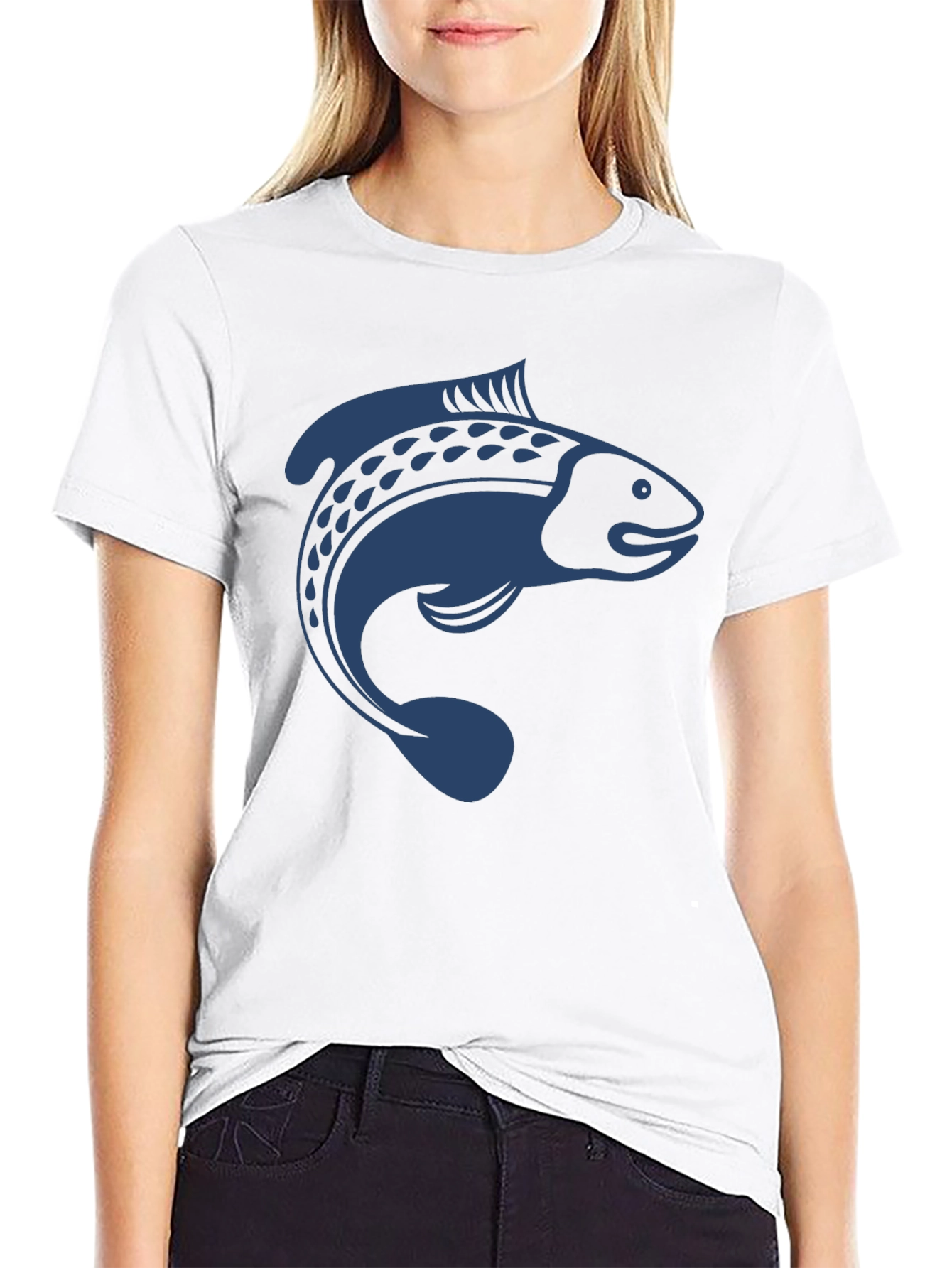 Fish Graphic Tee - Mens Black Cotton T-Shirt