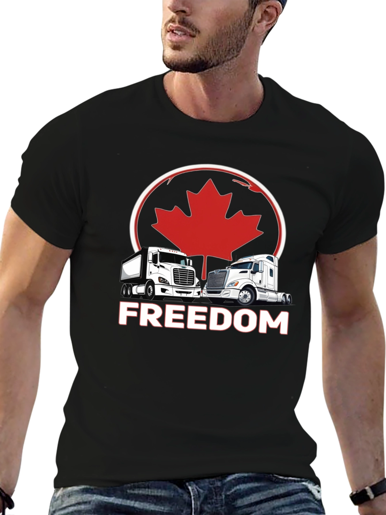 Freedom Trucker T-Shirt Canada Maple Leaf