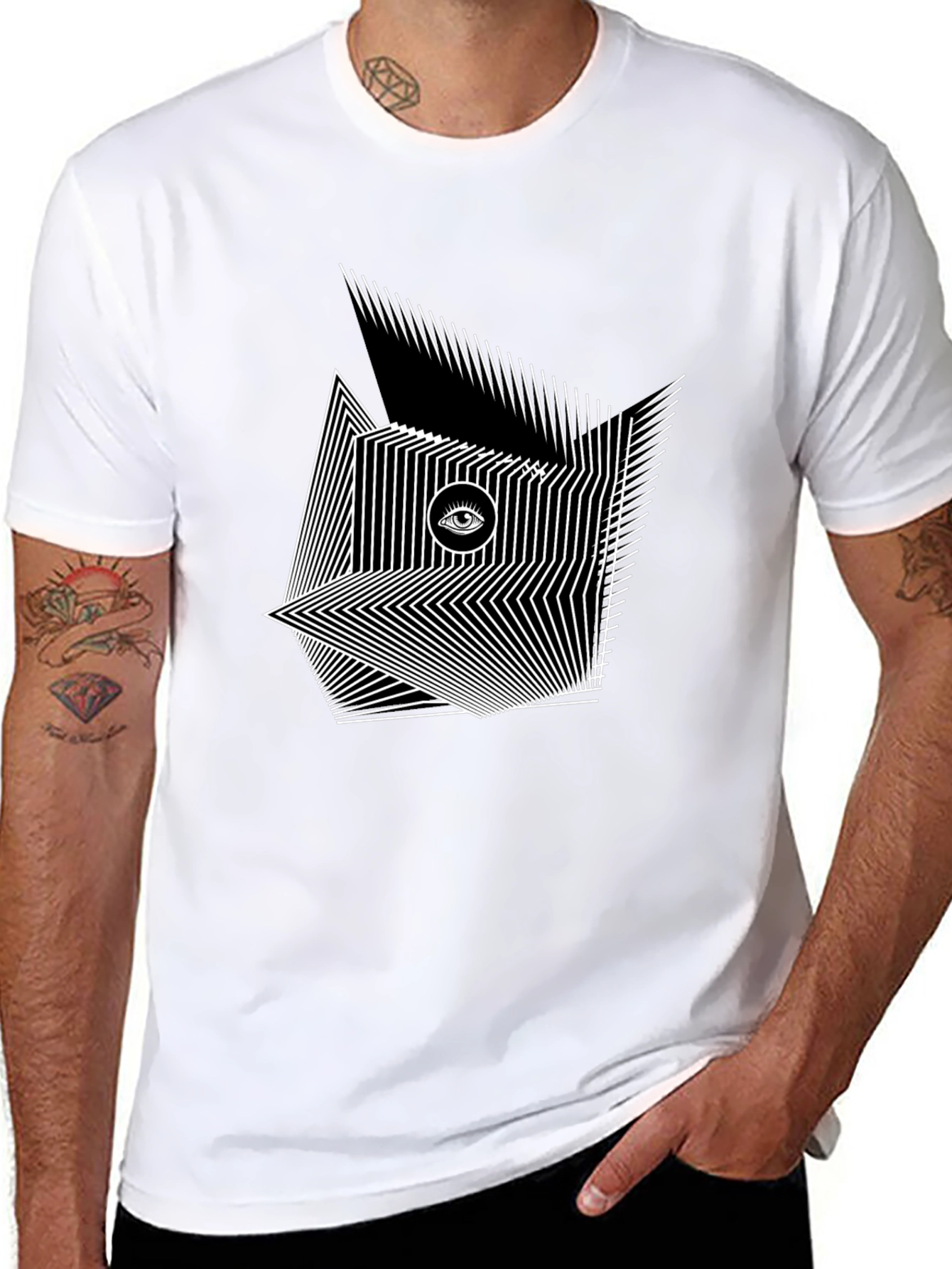 Abstract Eye Design Black T-Shirt