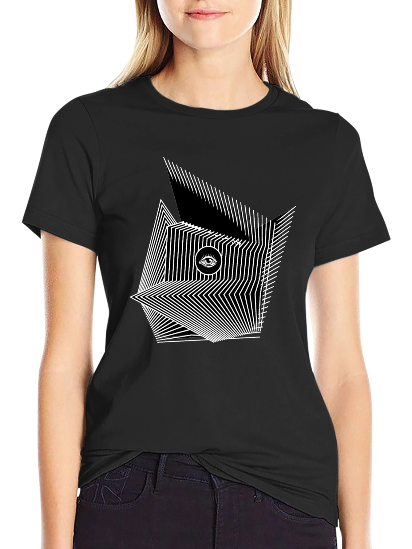 Abstract Eye Design Black T-Shirt