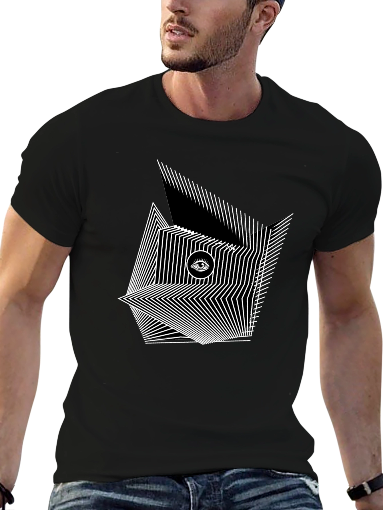 Abstract Eye Design Black T-Shirt