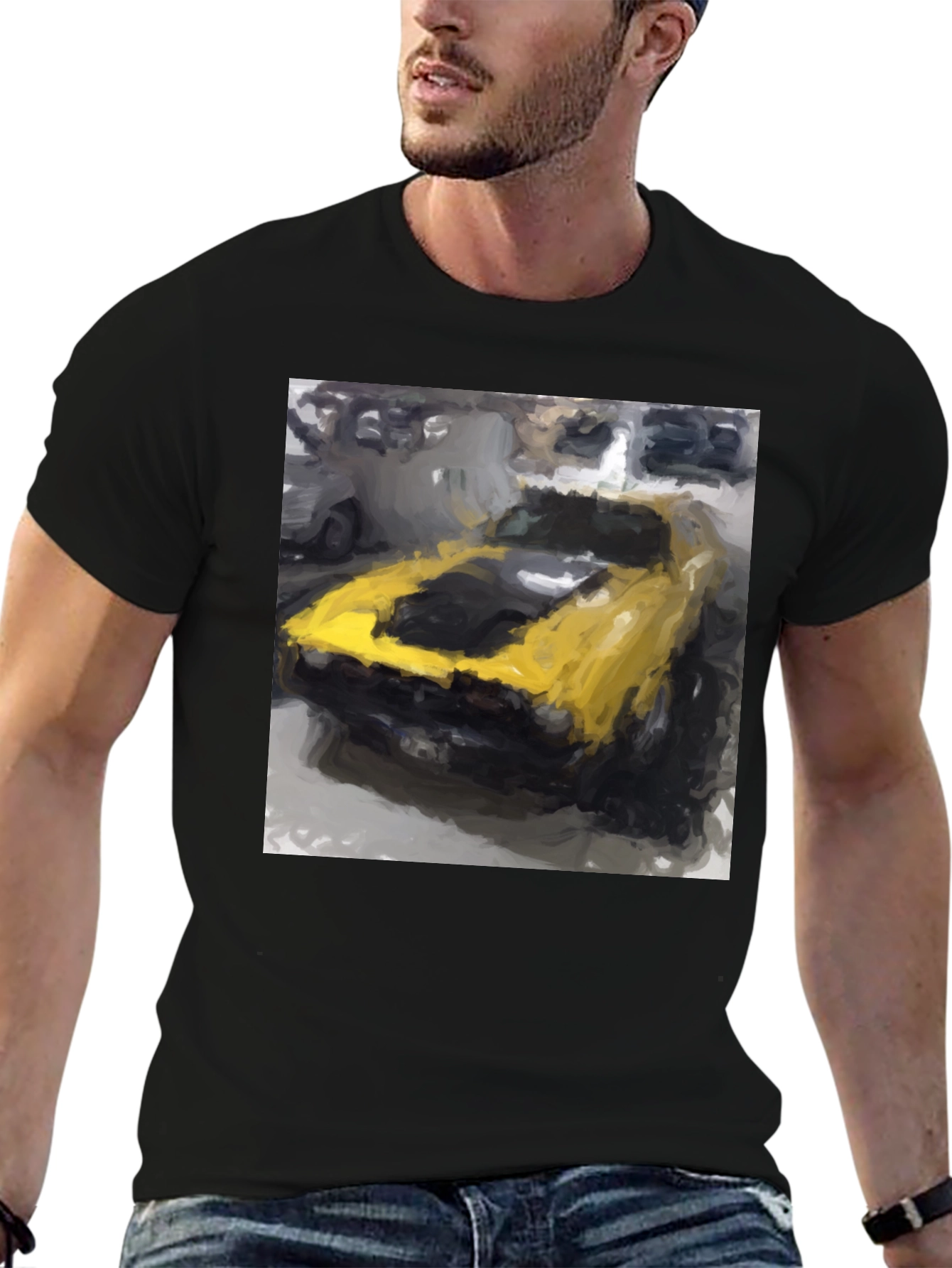 Yellow Mustang Muscle Car Graphic Tee