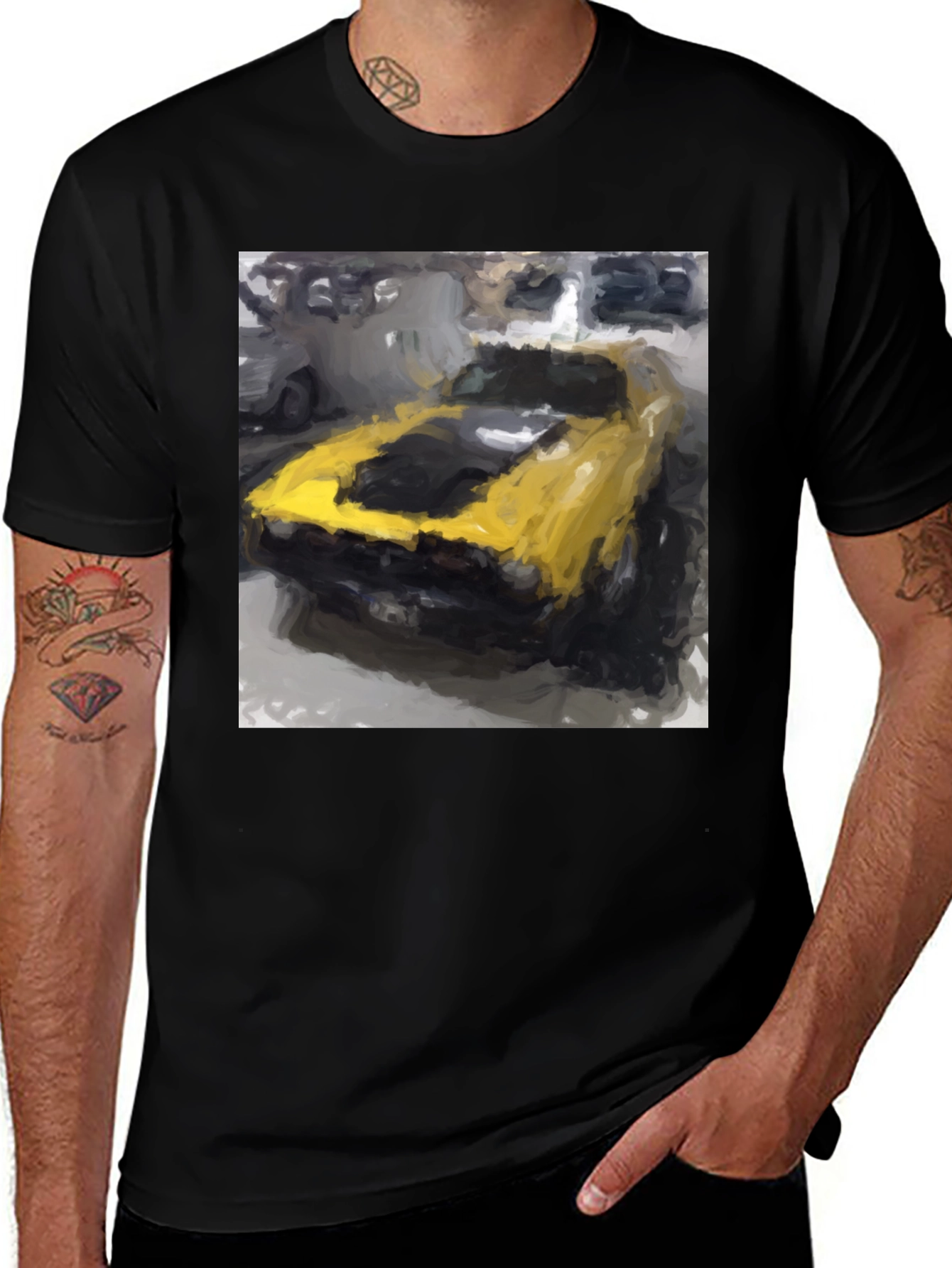 Yellow Mustang Muscle Car Graphic Tee