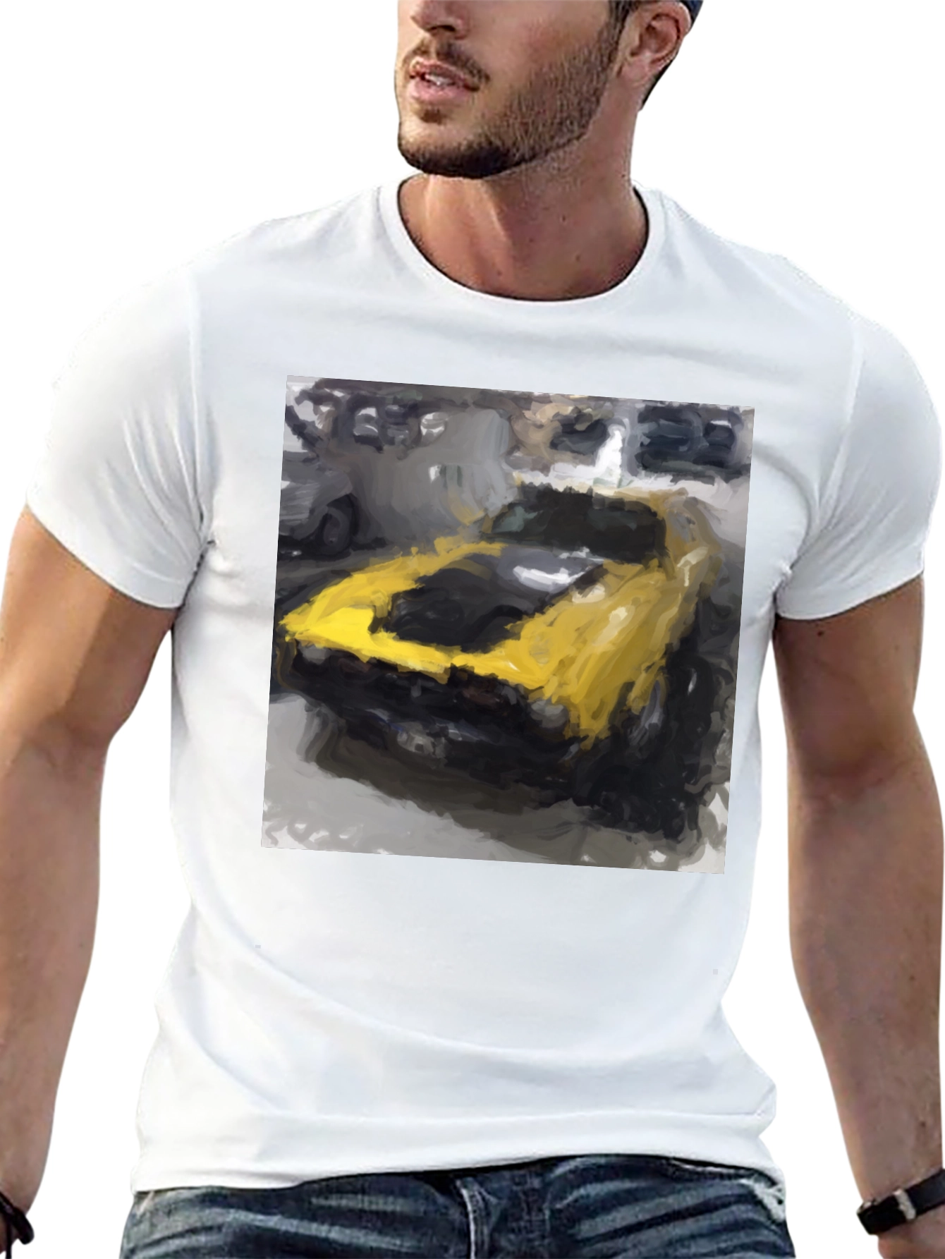 Yellow Mustang Muscle Car Graphic Tee