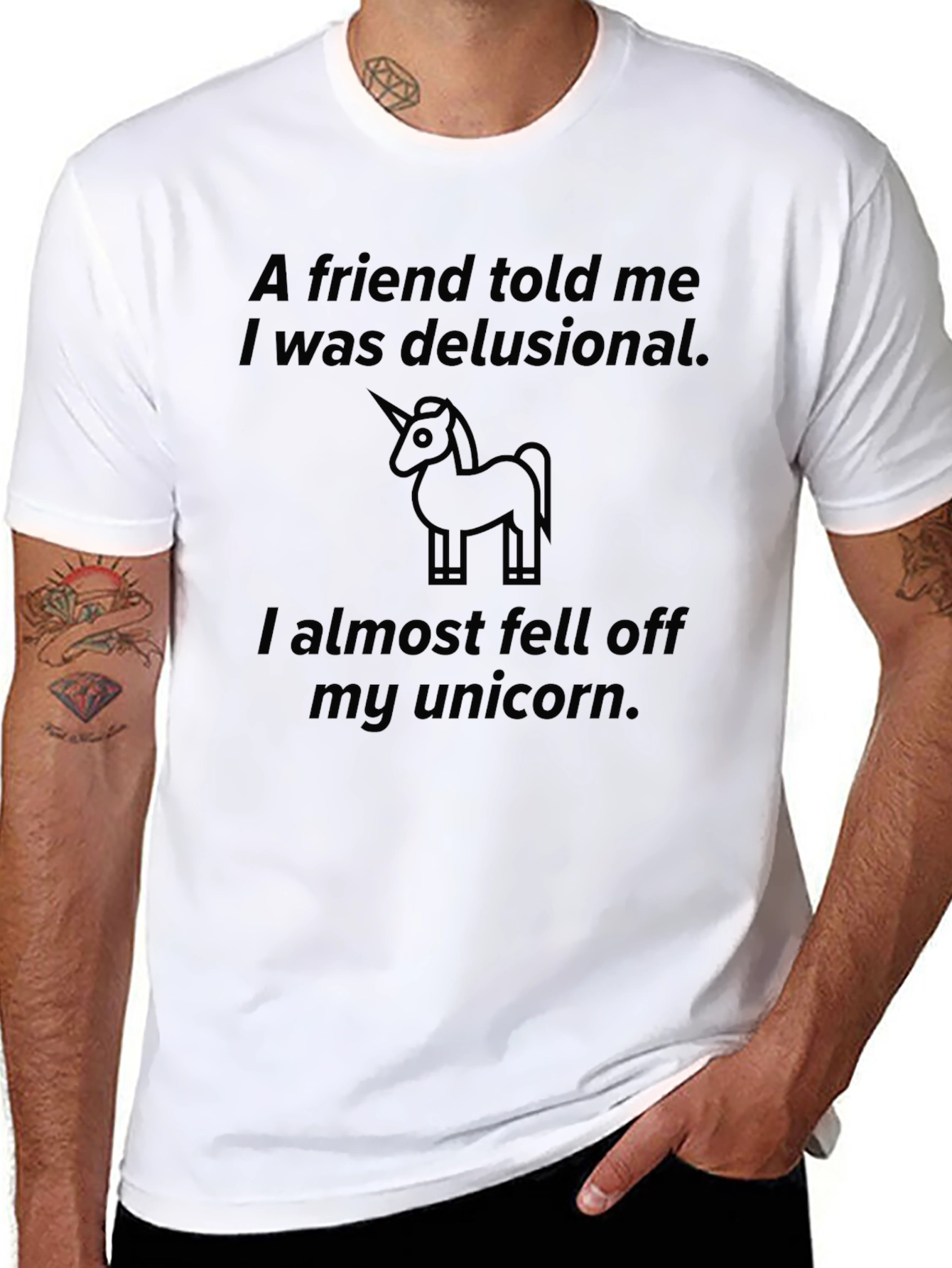Delusional Unicorn Graphic Tee - Black