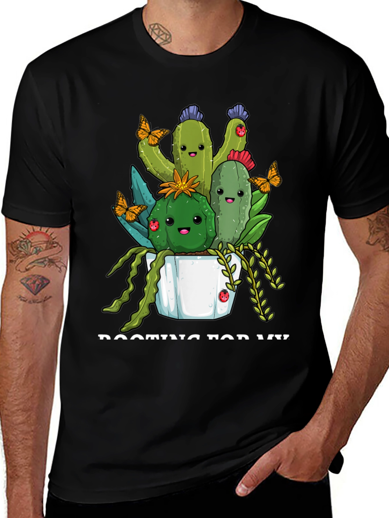 Cute Cactus Crew T-Shirt - Black