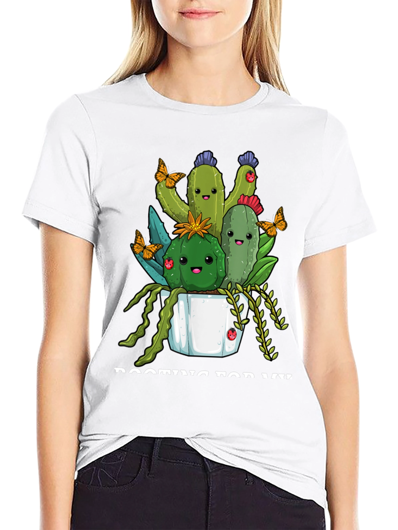 Cute Cactus Crew T-Shirt - Black