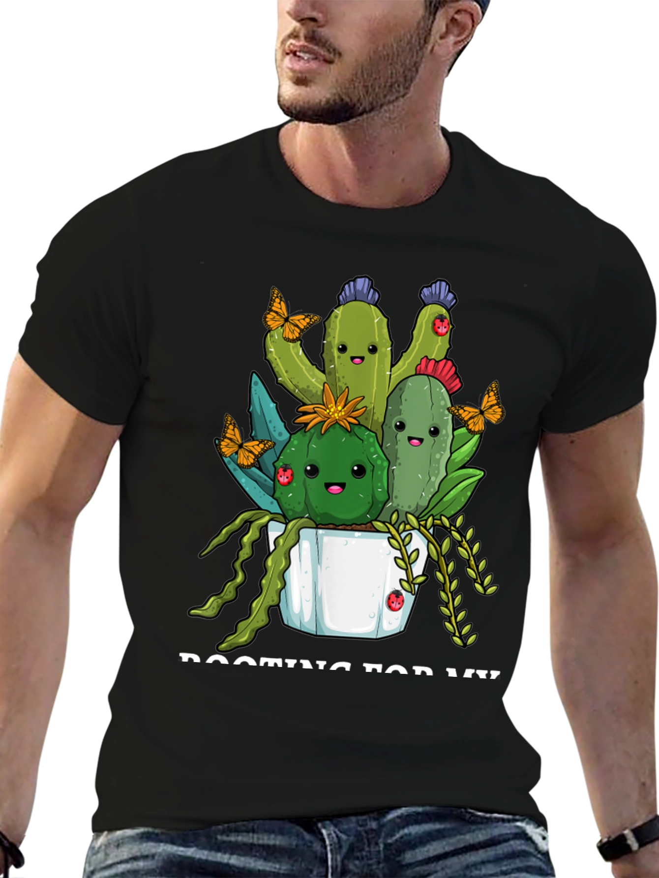 Cute Cactus Crew T-Shirt - Black