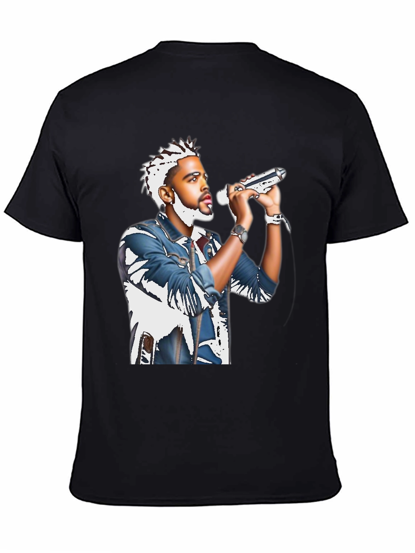 Black T-Shirt with Musician Graphic