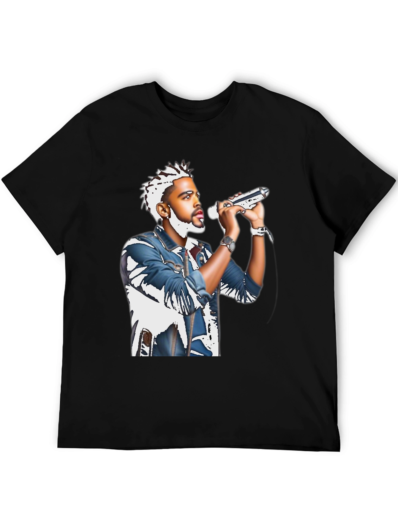 Black T-Shirt with Musician Graphic