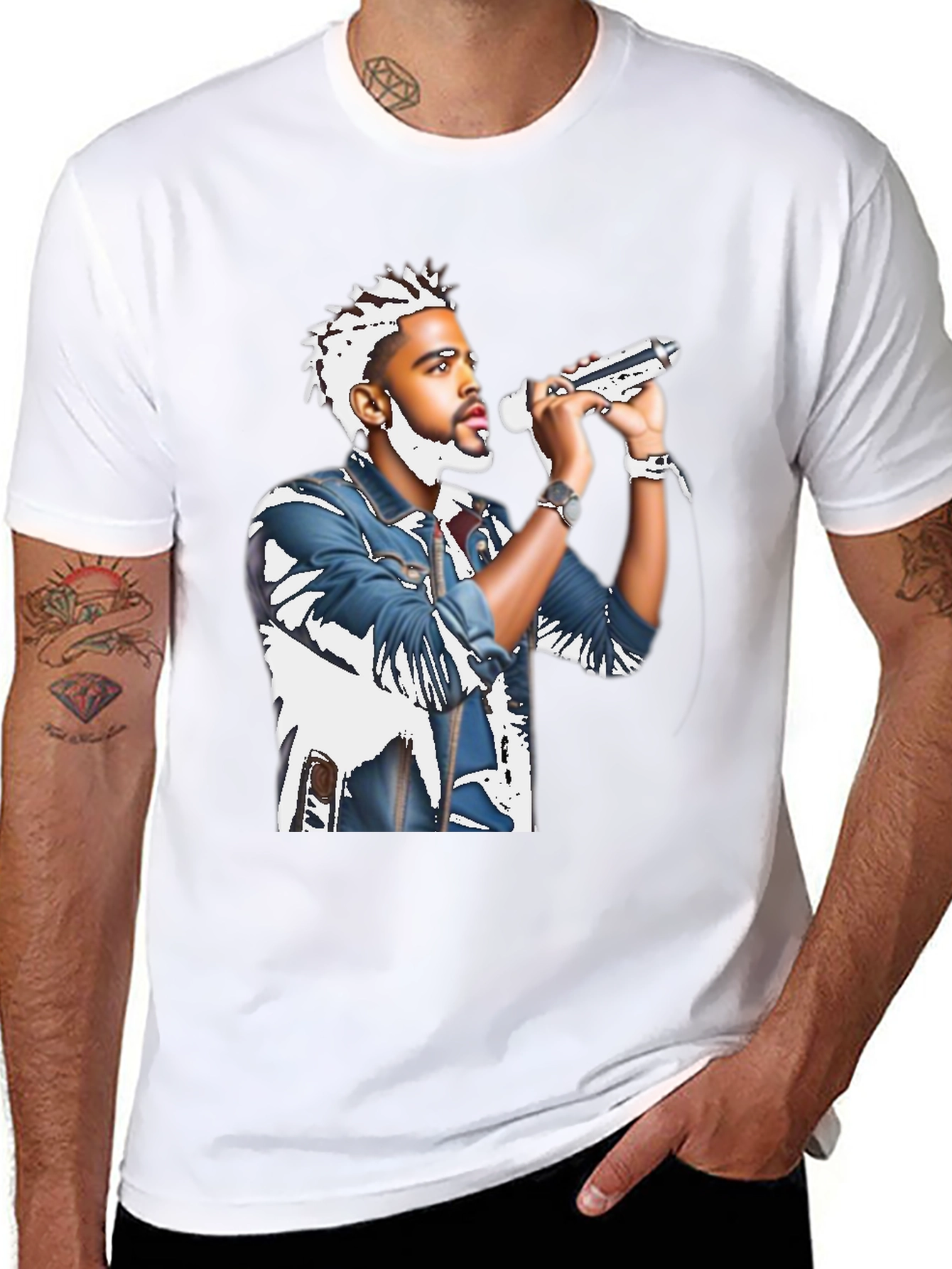 Black T-Shirt with Musician Graphic