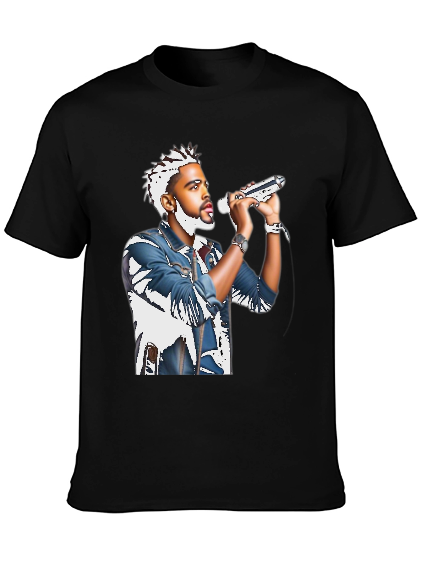 Black T-Shirt with Musician Graphic