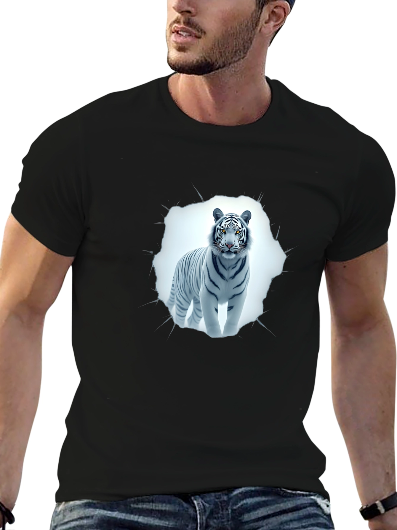 White Tiger Graphic Tee - Black T-Shirt