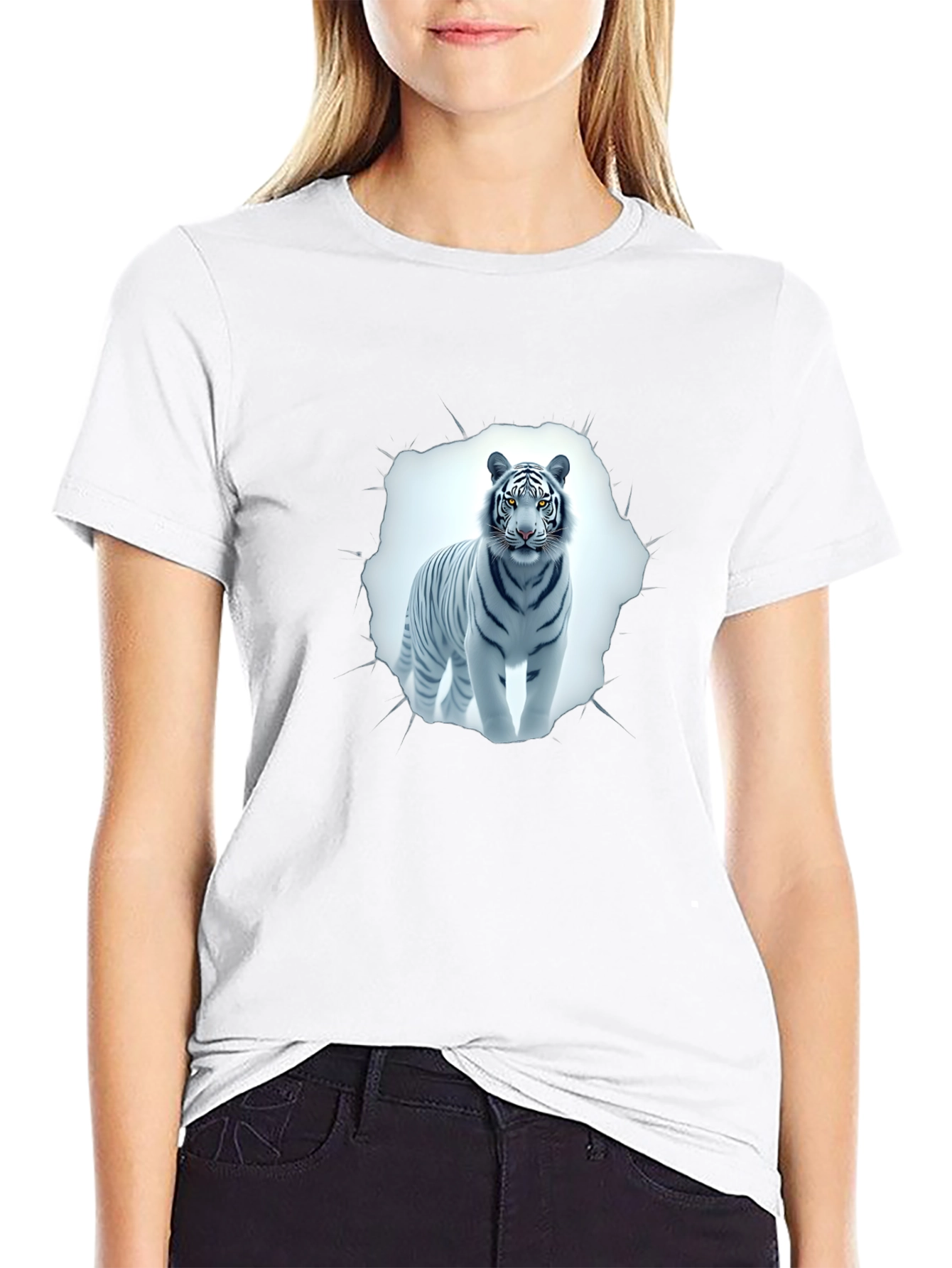 White Tiger Graphic Tee - Black T-Shirt