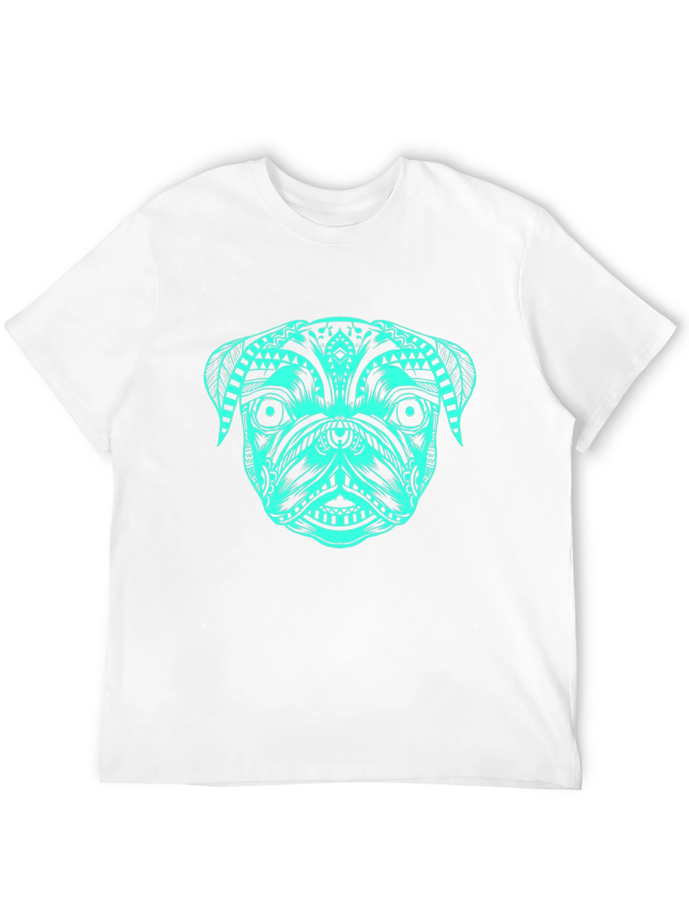 Tribal Pug T-Shirt – Bold Teal Dog Lover Graphic Tee