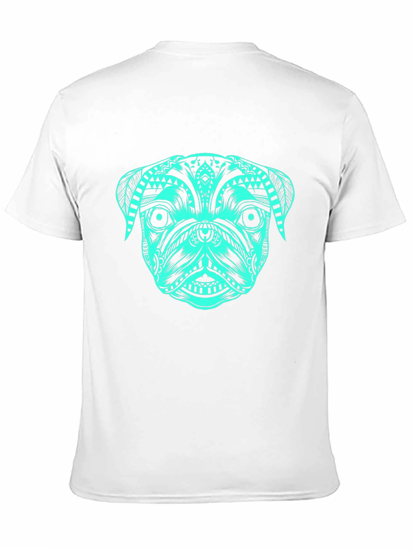 Tribal Pug T-Shirt – Bold Teal Dog Lover Graphic Tee