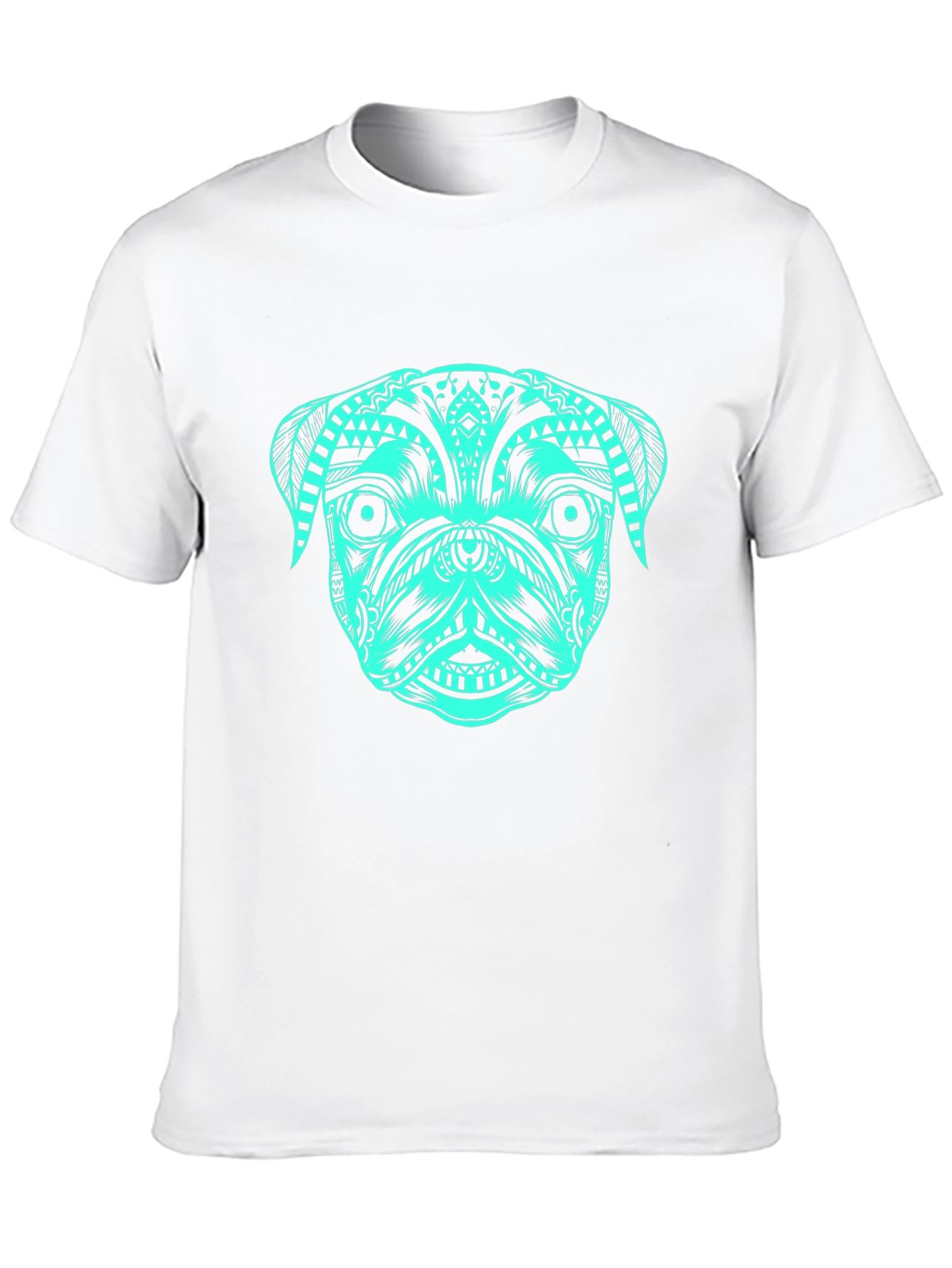 Tribal Pug T-Shirt – Bold Teal Dog Lover Graphic Tee