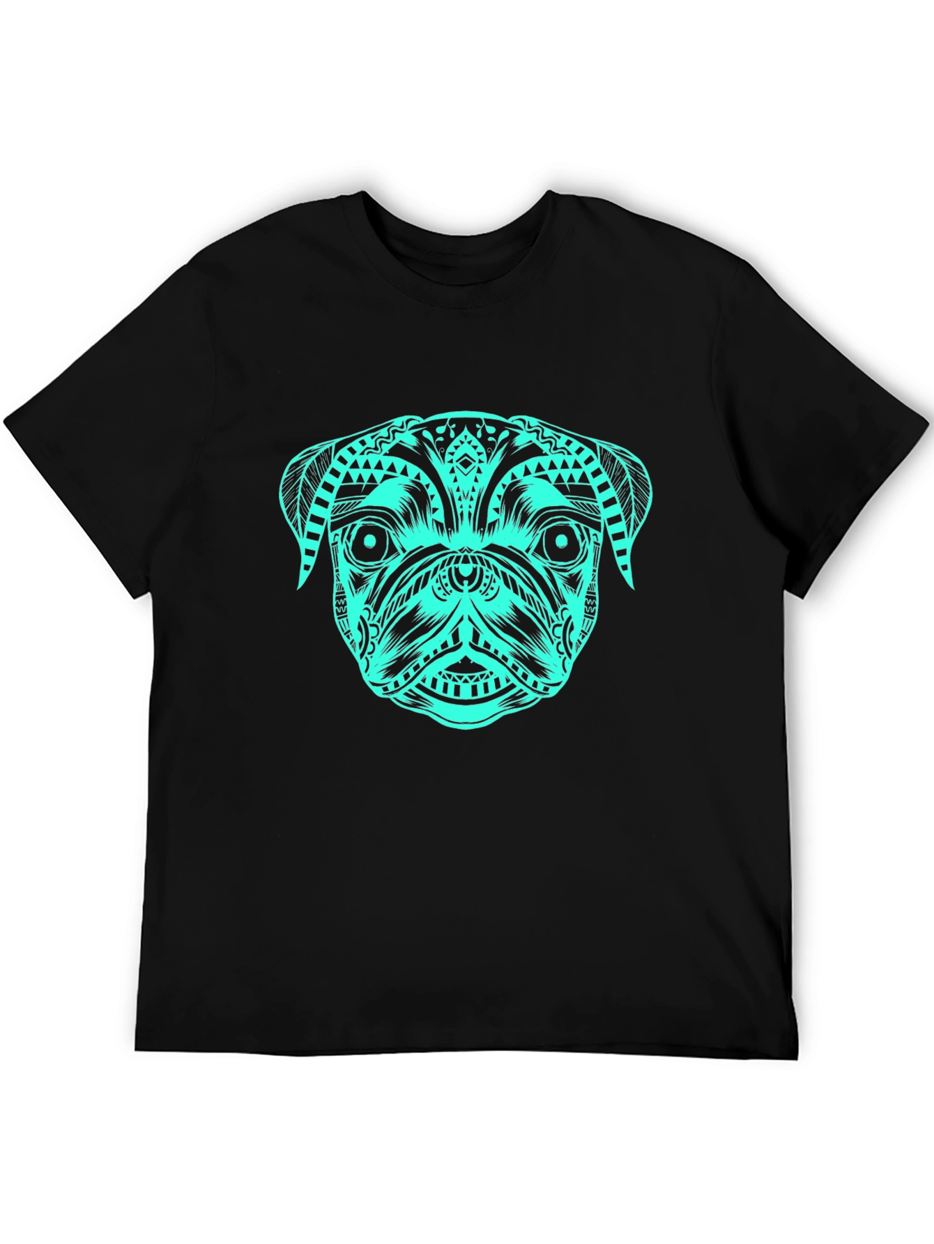 Tribal Pug T-Shirt – Bold Teal Dog Lover Graphic Tee