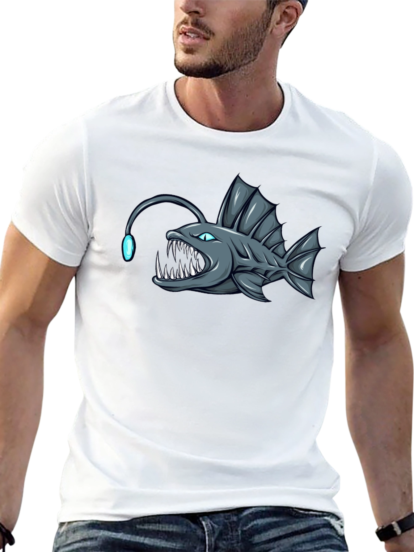 Angler Fish Graphic T-Shirt - Black
