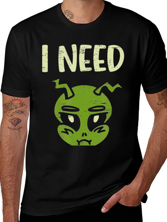 I Need Space Alien Graphic Tee - Soft Black Cotton