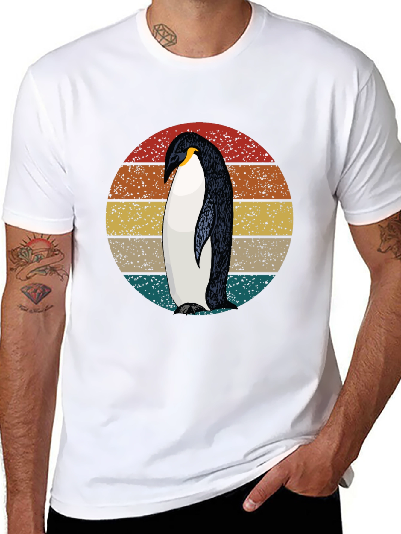 Retro Penguin Graphic Tee - Cool Black T-Shirt