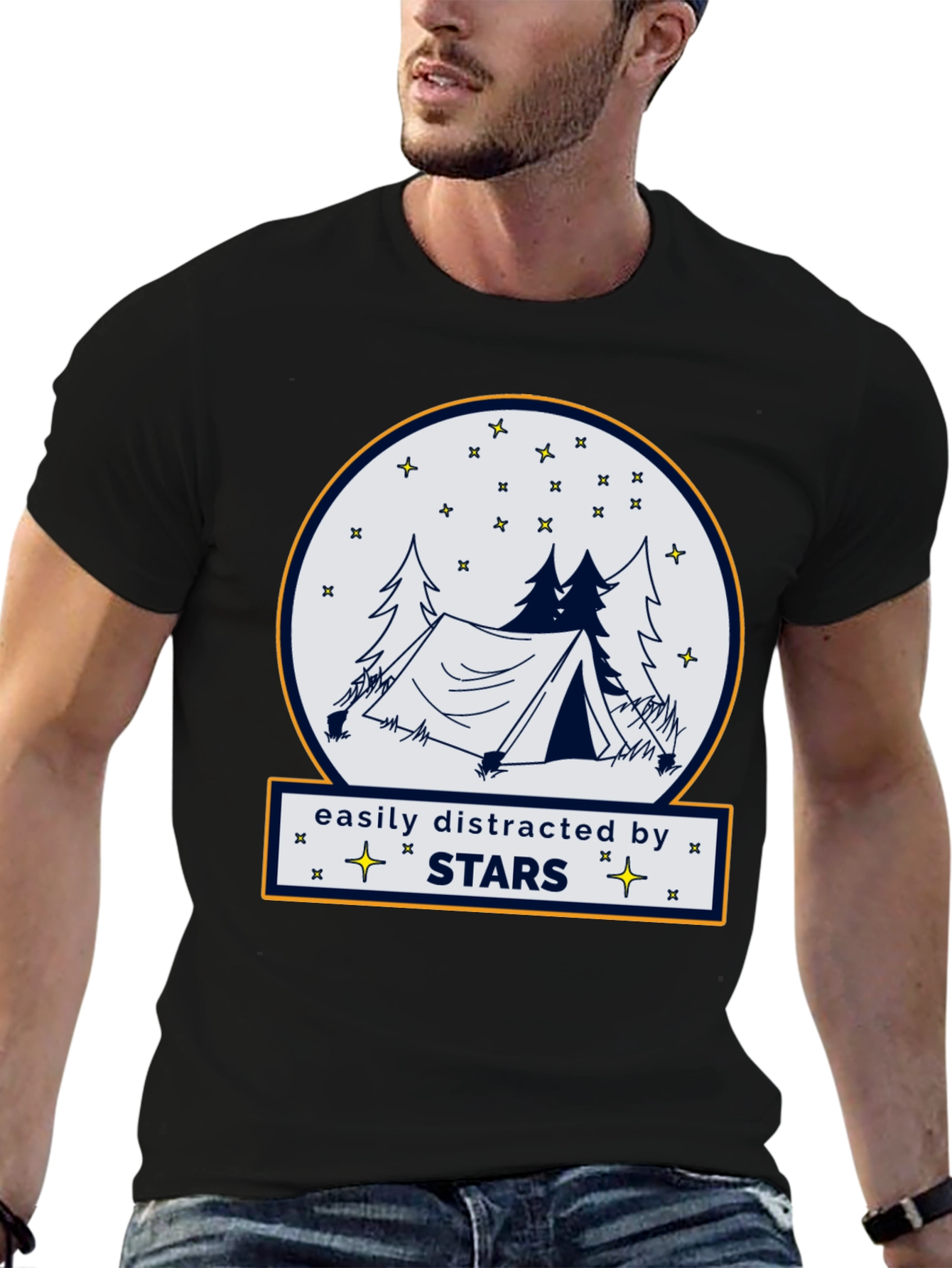 Easily Distracted By Stars Camping T-Shirt
