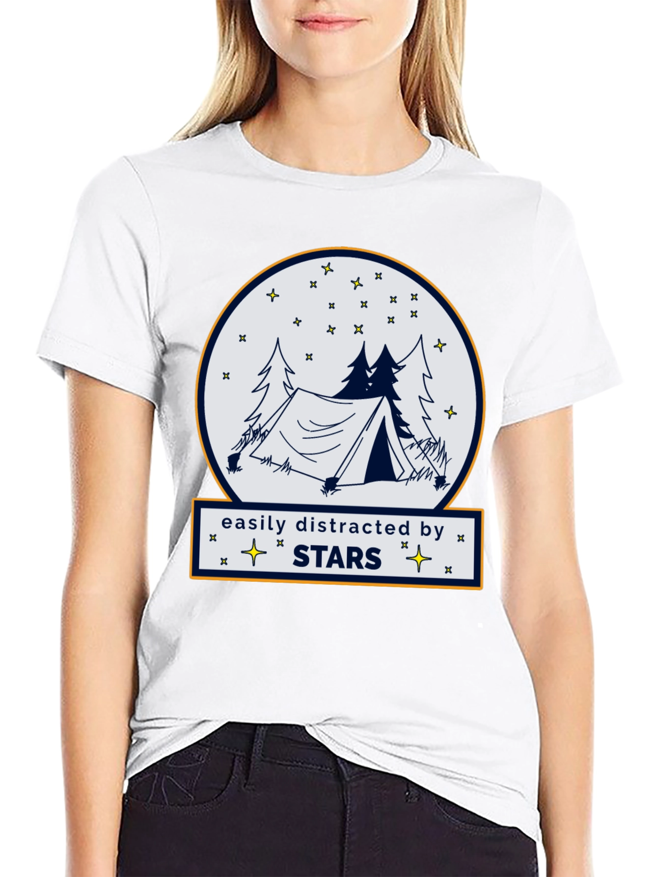 Easily Distracted By Stars Camping T-Shirt