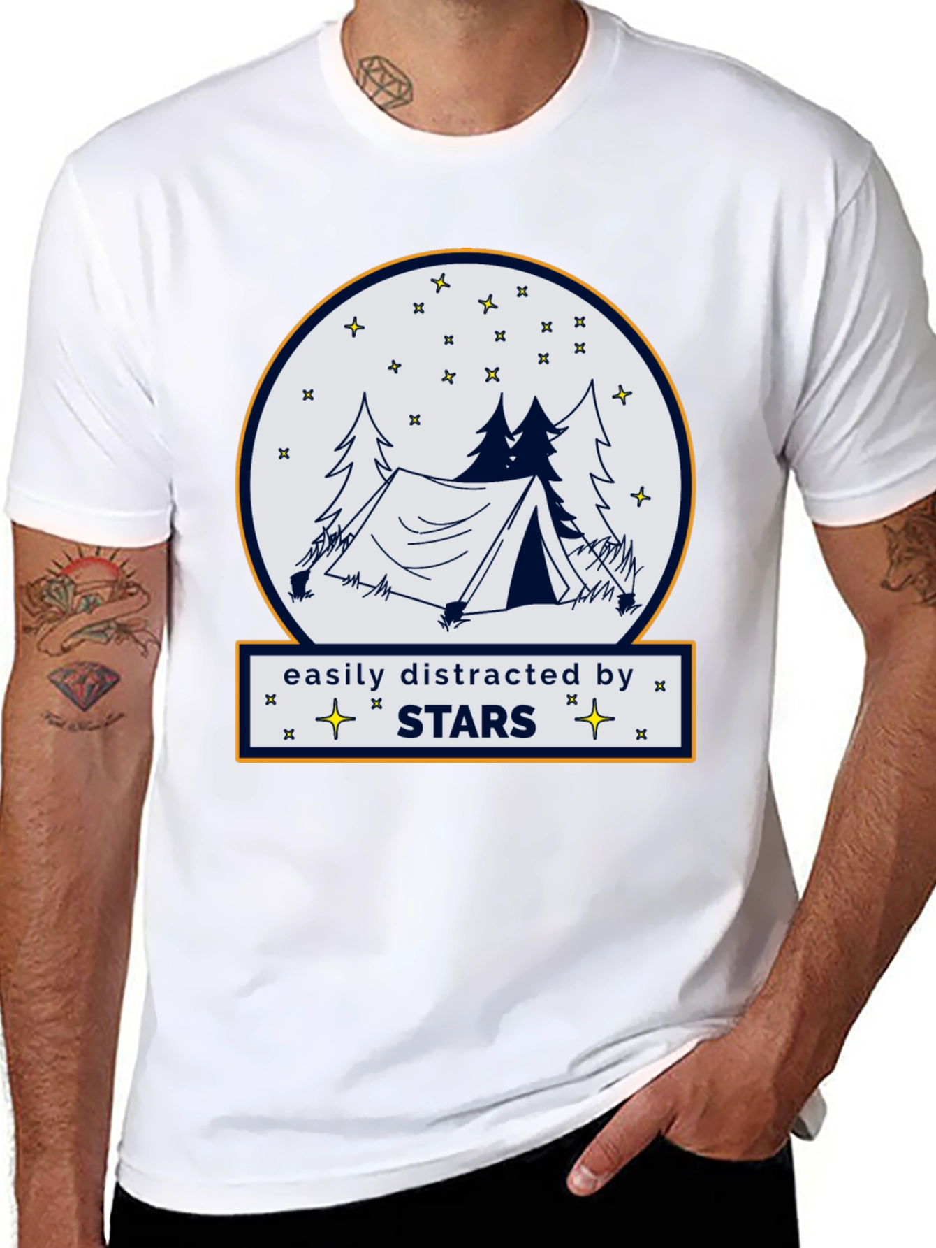 Easily Distracted By Stars Camping T-Shirt