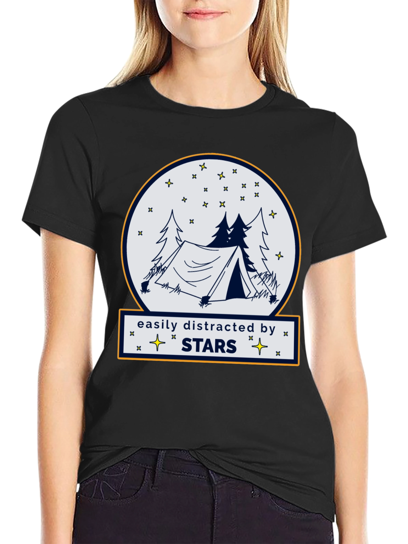 Easily Distracted By Stars Camping T-Shirt