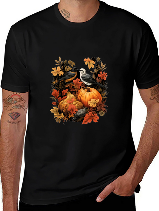 Autumn Birds & Pumpkins Graphic Tee