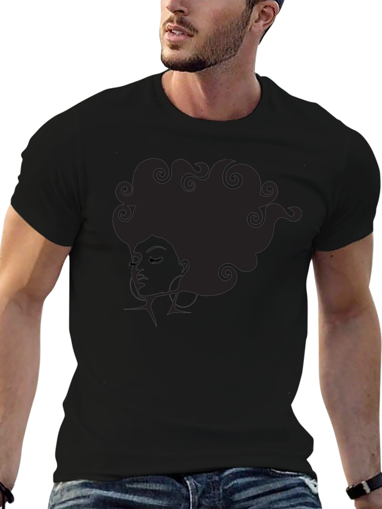 Afro Lady Graphic Black T-Shirt