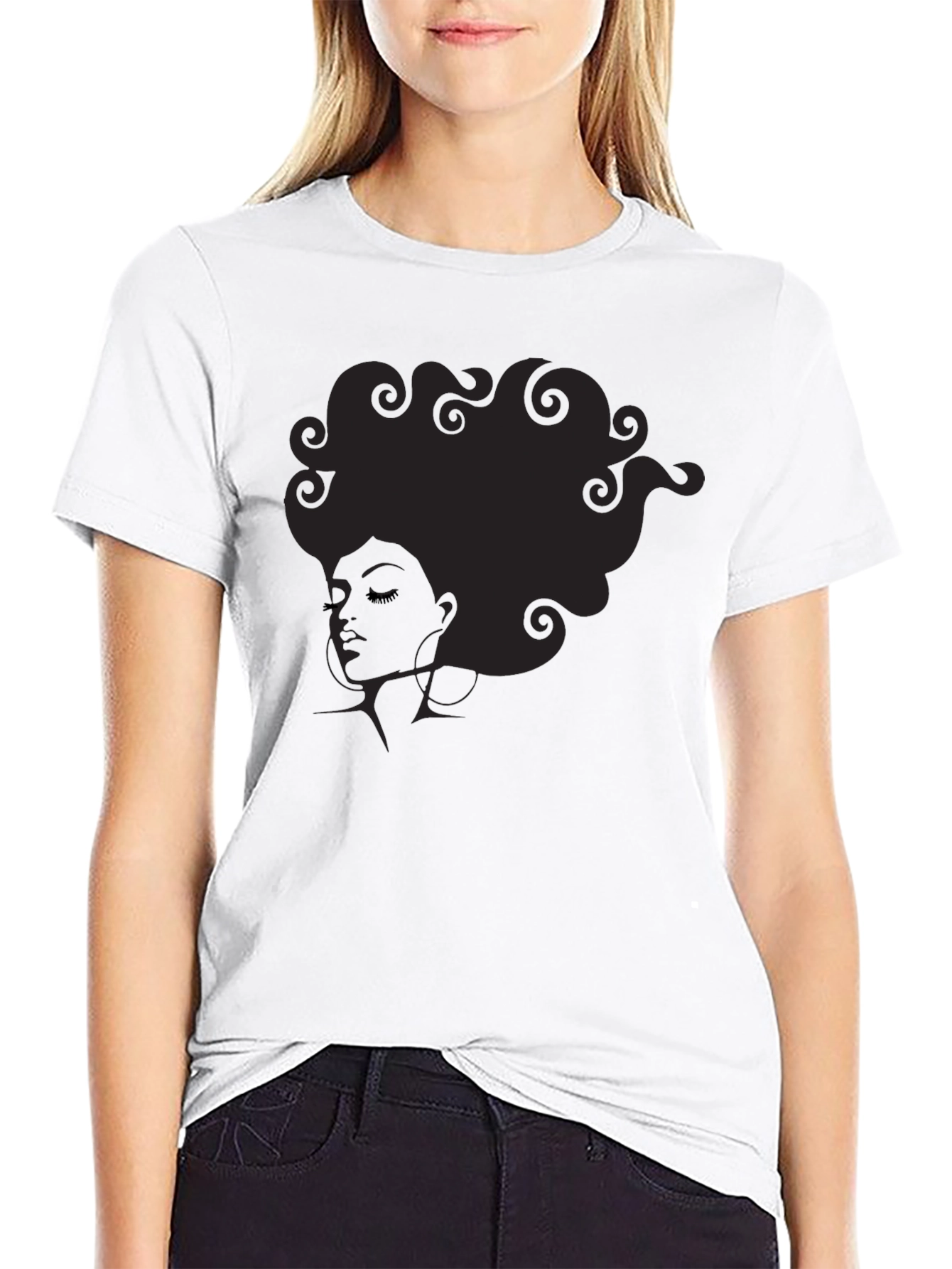 Afro Lady Graphic Black T-Shirt