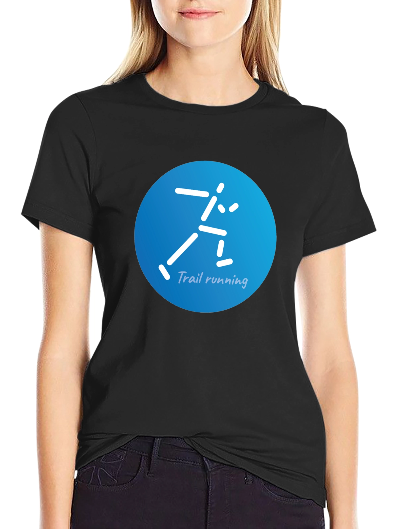 Trail Running Graphic Tee - Black Cotton