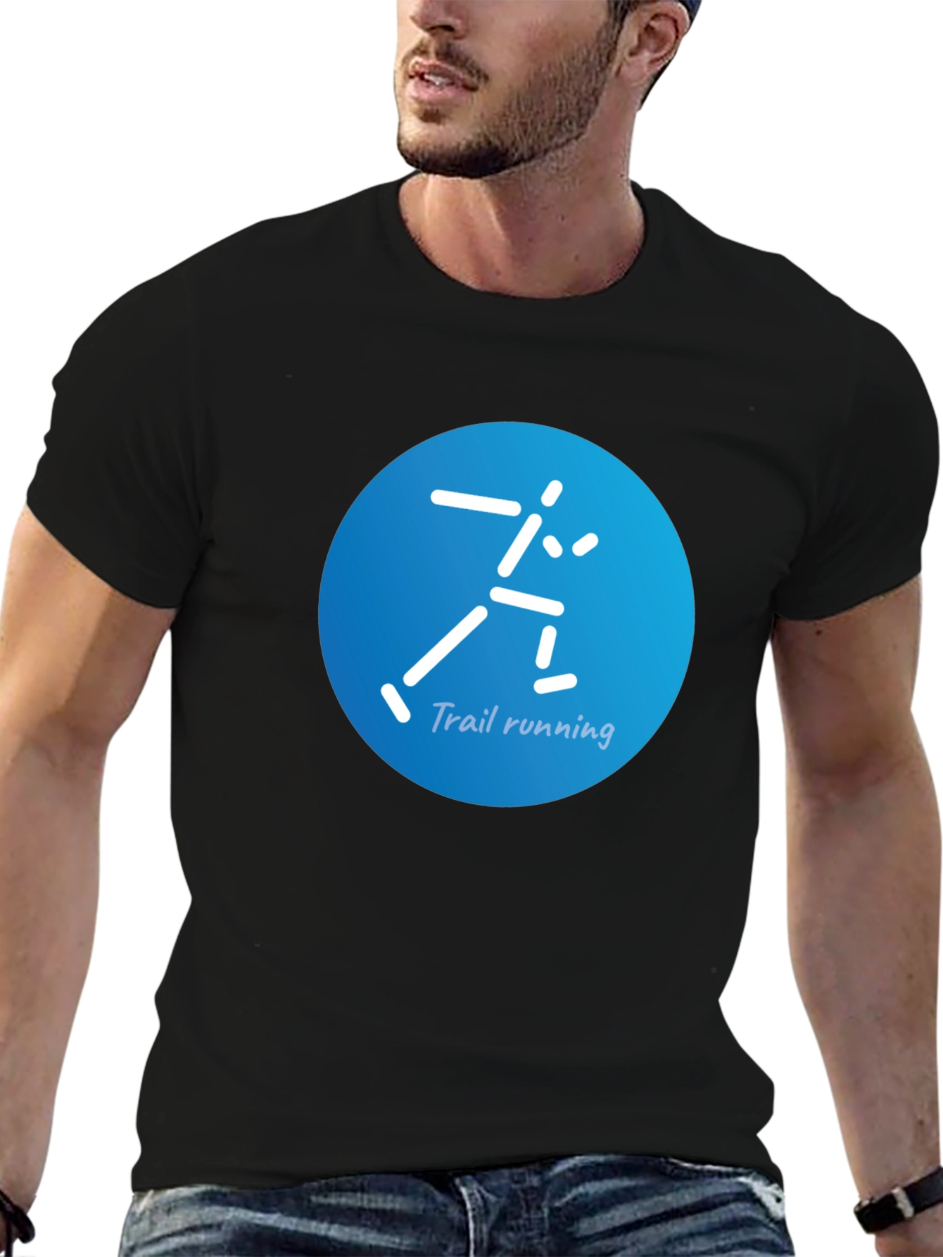 Trail Running Graphic Tee - Black Cotton