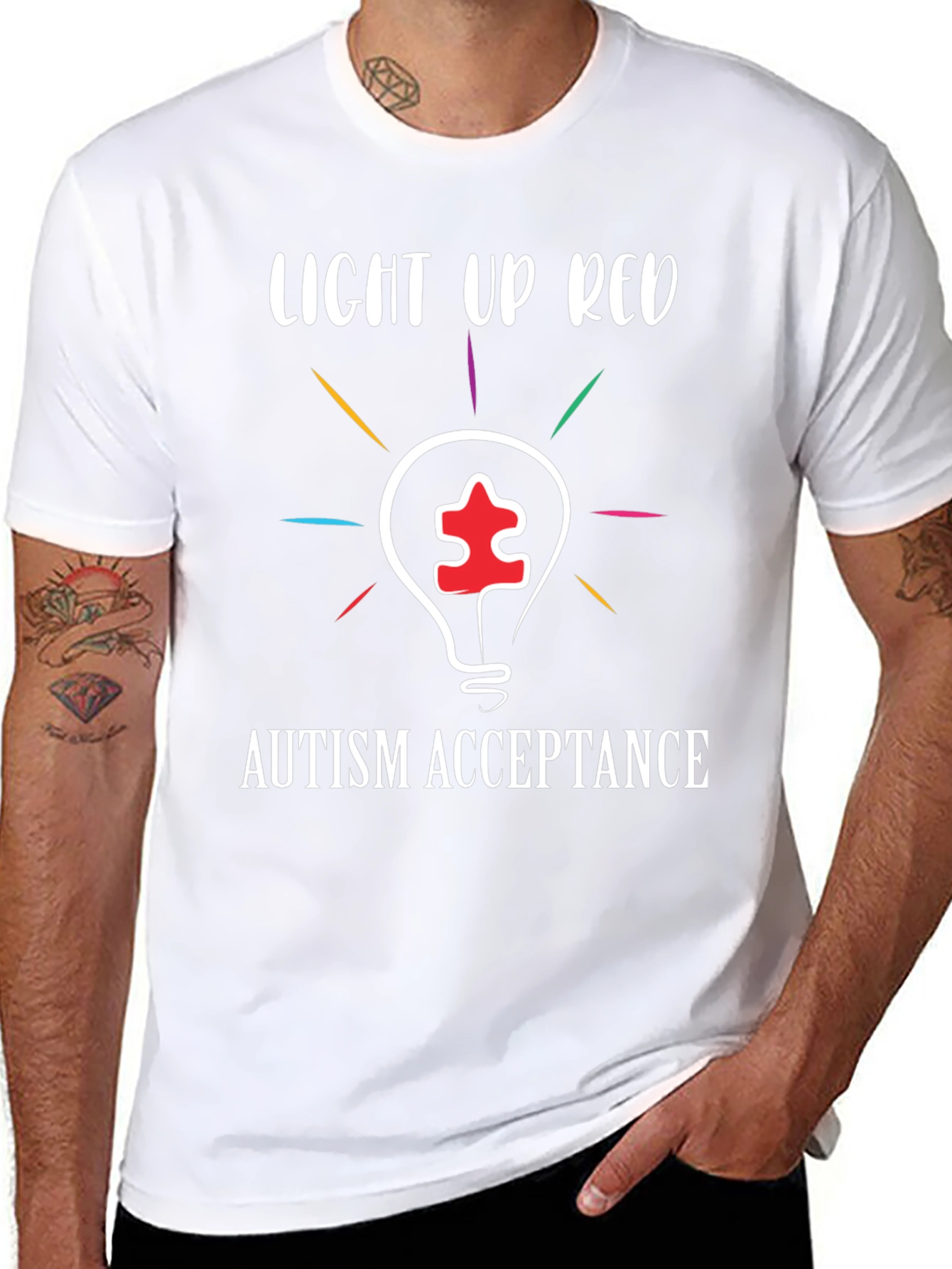 Autism Acceptance T-Shirt: Light Up Red!