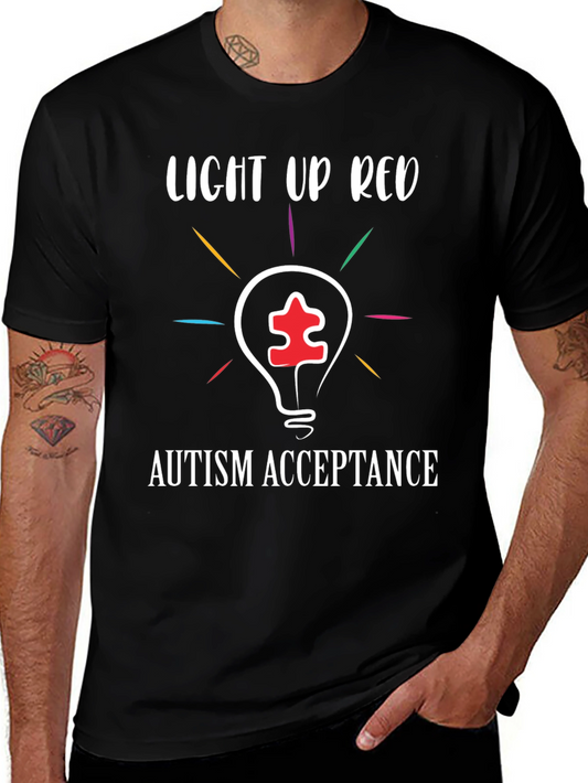 Autism Acceptance T-Shirt: Light Up Red!