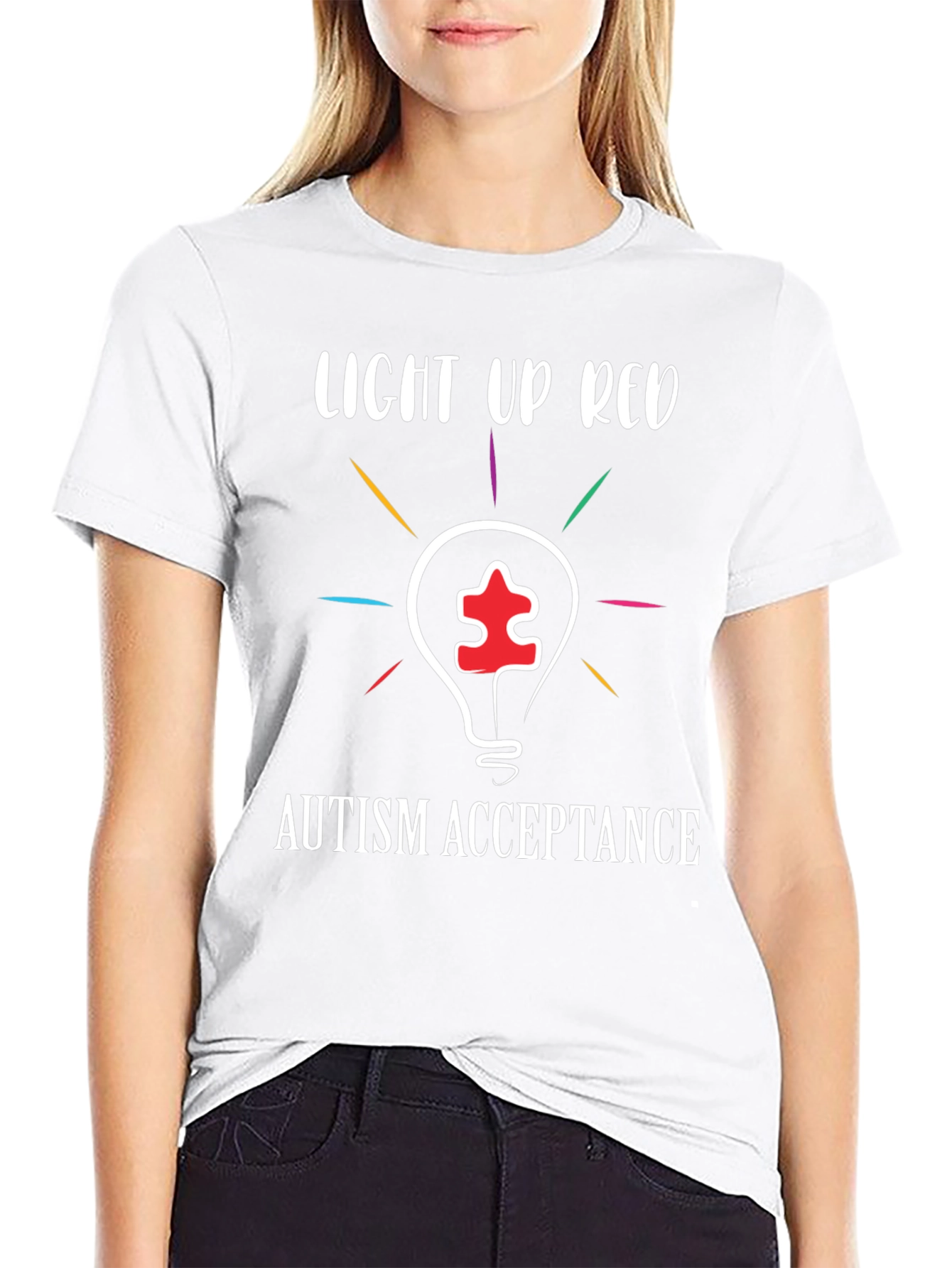 Autism Acceptance T-Shirt: Light Up Red!