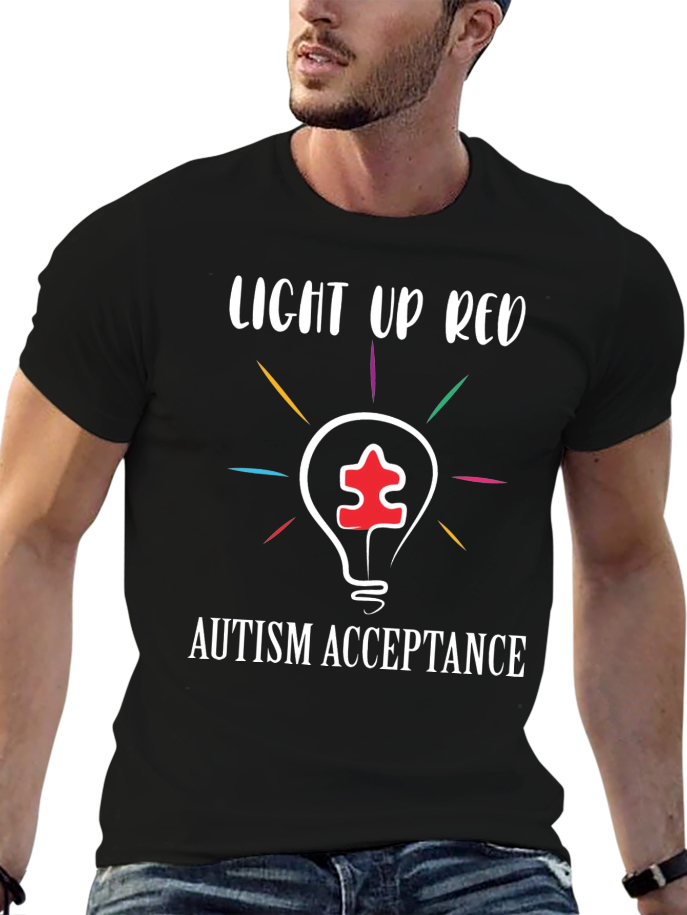Autism Acceptance T-Shirt: Light Up Red!