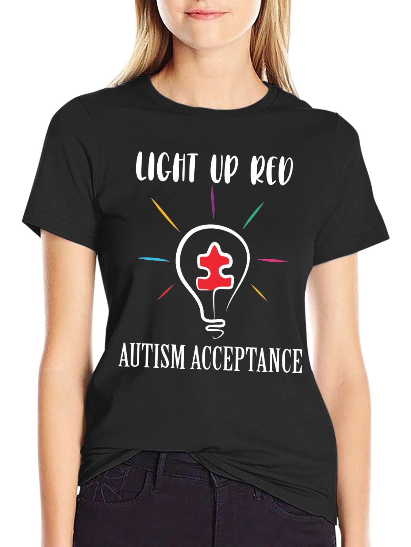 Autism Acceptance T-Shirt: Light Up Red!