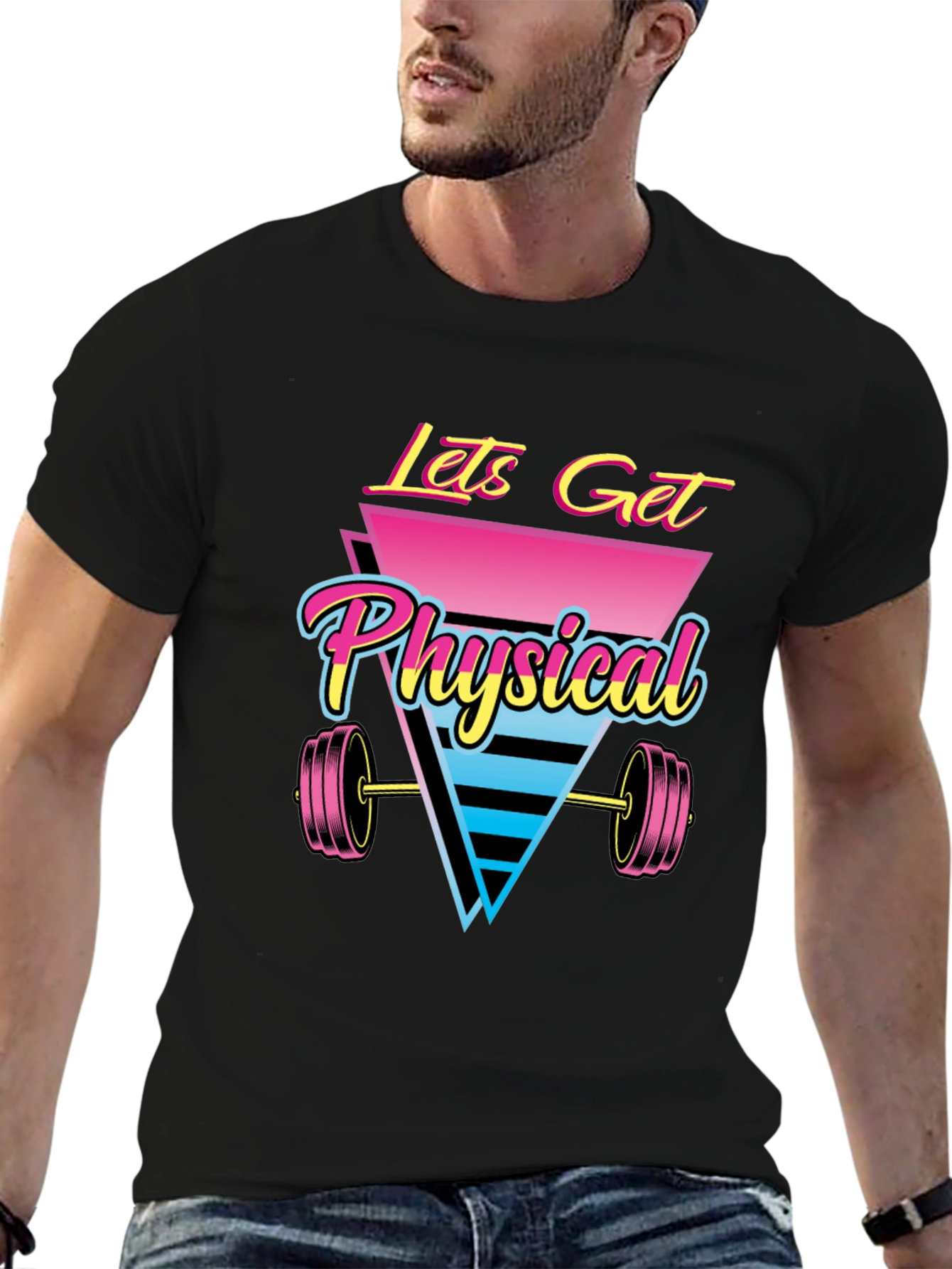 Retro Lets Get Physical Graphic T-Shirt