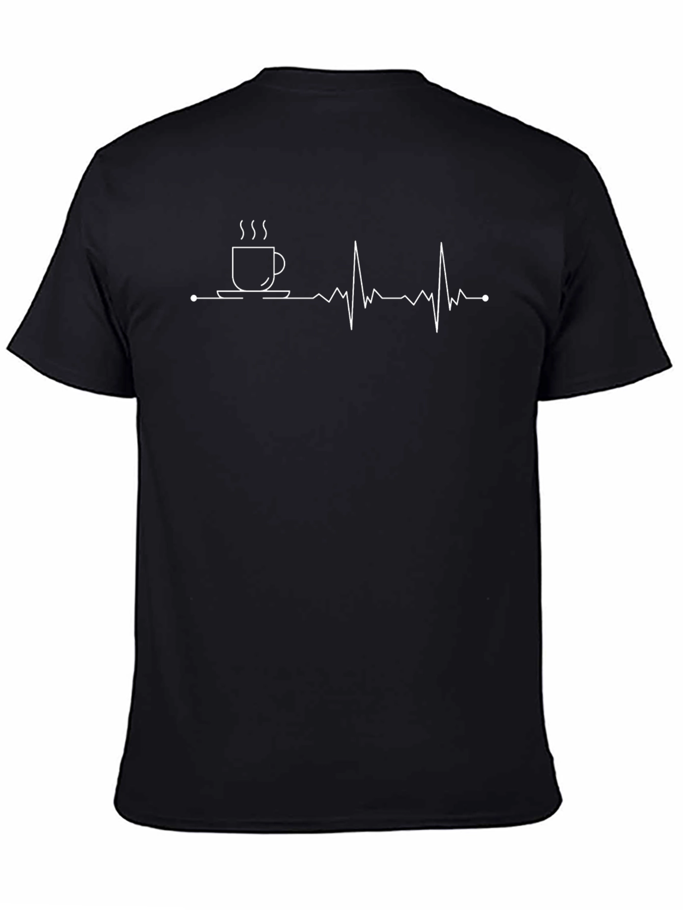 Coffee Heartbeat Graphic T-Shirt - Black